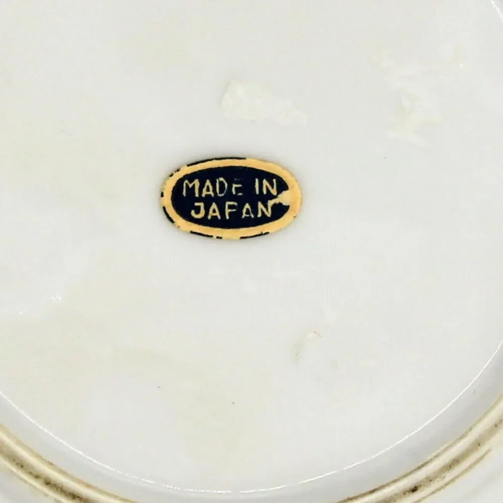 Vintage Porcelain Lord's Prayer Mini Plate from Japan Gold Trim Scallop Edge